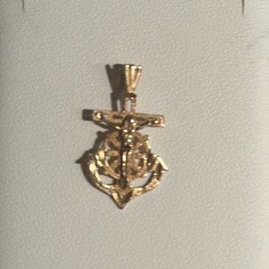 14 karat gold, cross, and anchor